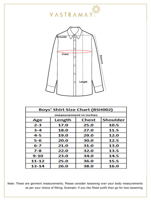 Boys' Maroon Silk Long Sleeves Ethnic Shirt
